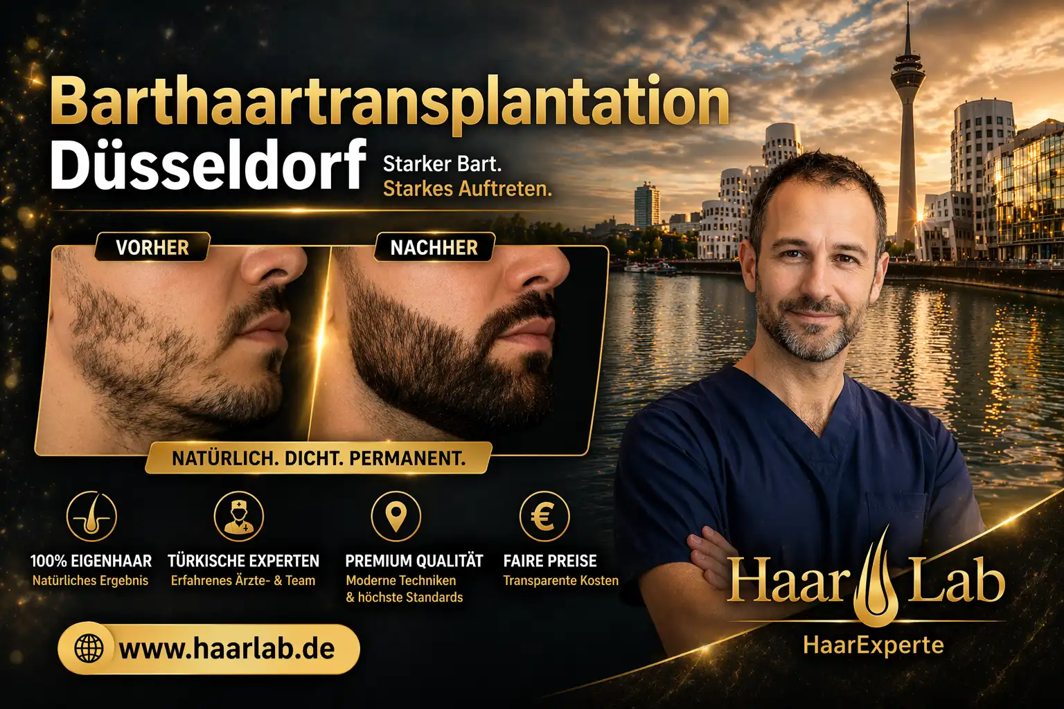 Barthaartransplantation Düsseldorf : Dichter Bart & Top-Ergebnisse